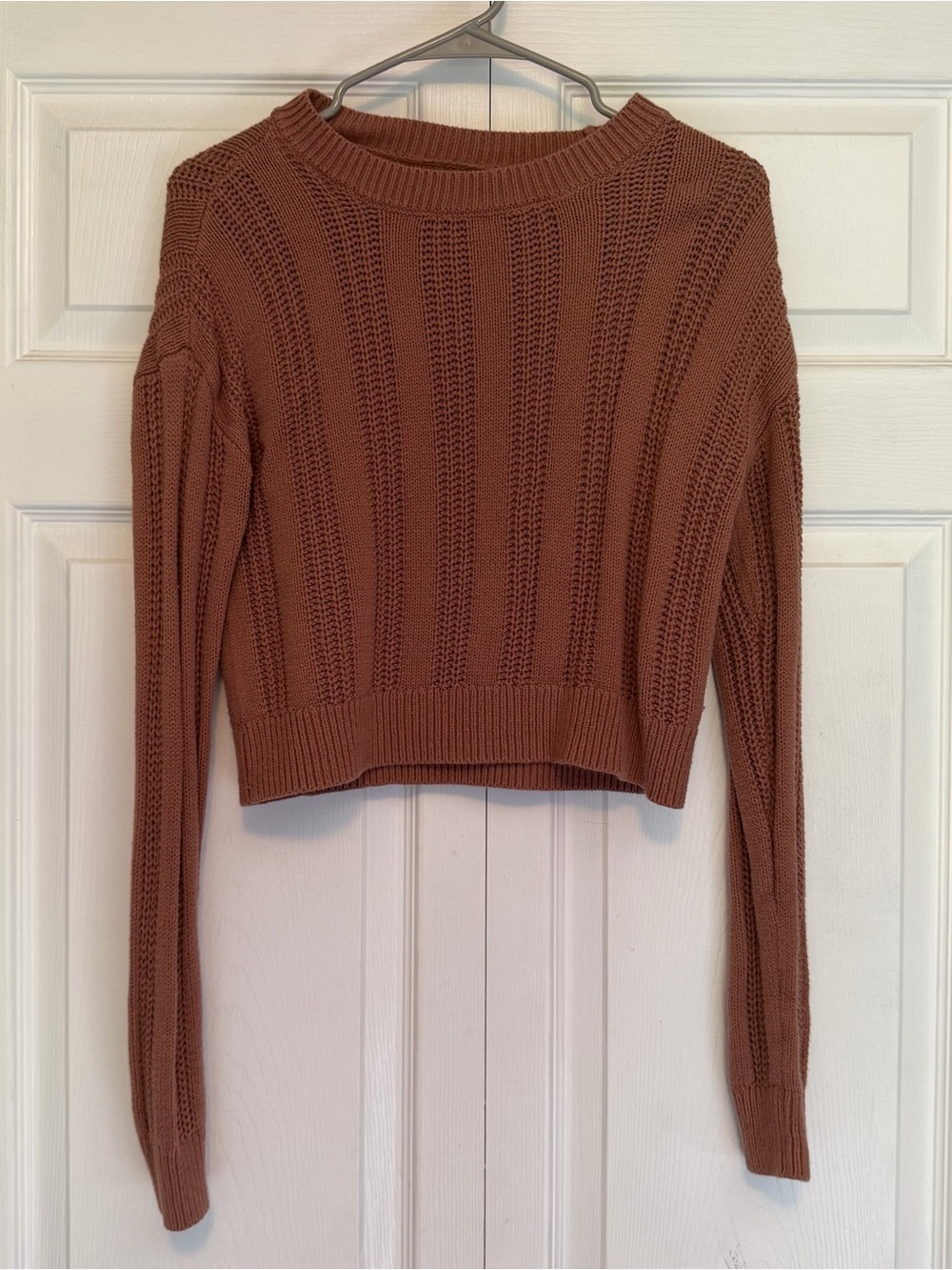 Aeropostale Rust Knit Cropped Crewneck Sweater - Women